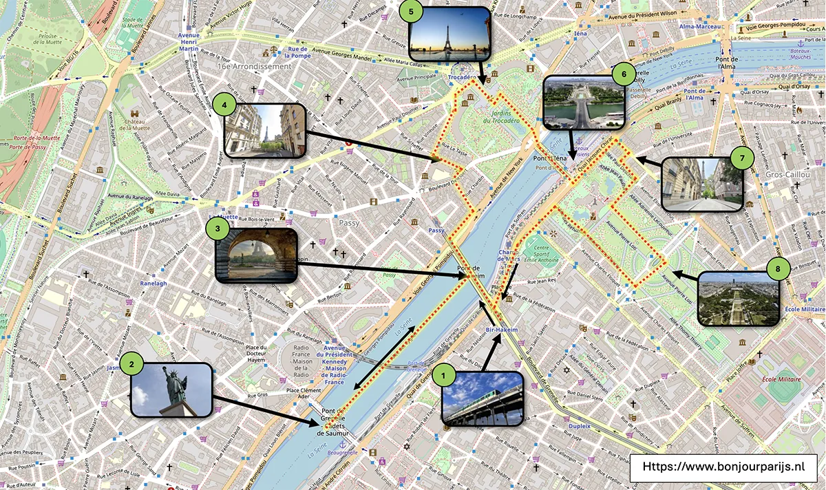 Download onze wandelroute rondom de Eiffeltoren.