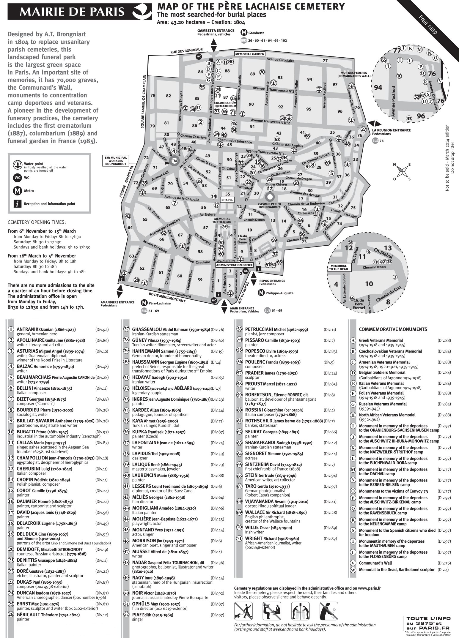 Gratis plattegrond van Cimetière du Père-Lachaise