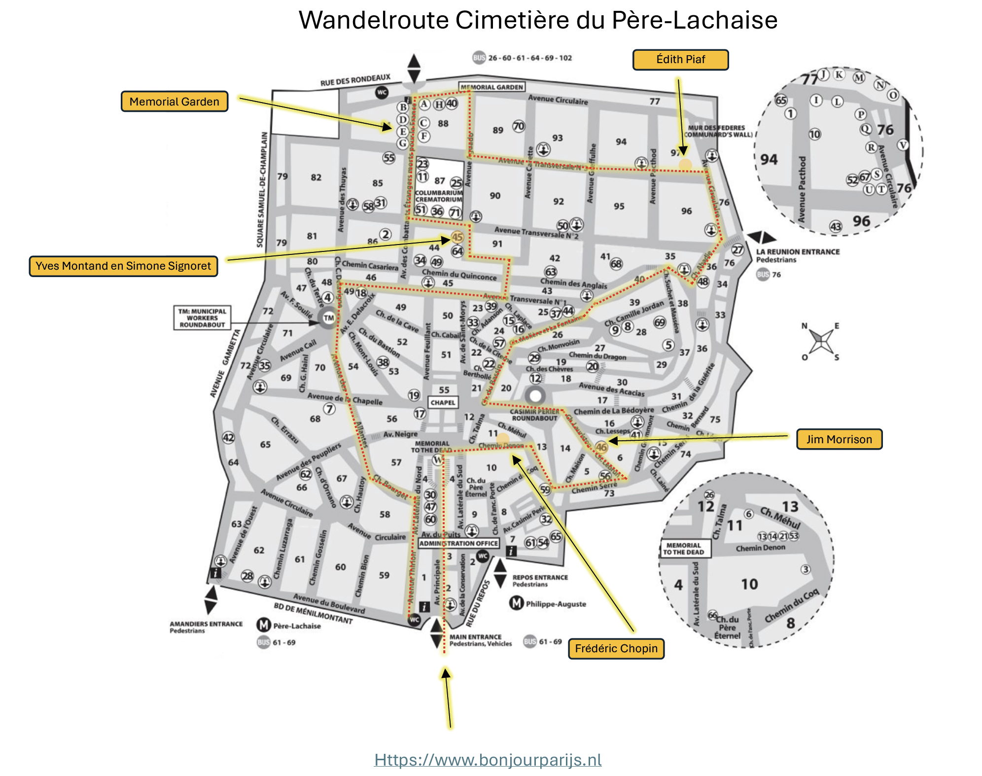 Onze wandelroute door Cimetière du Père-Lachaise